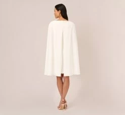 Adrianna Papell Structured Cape Sheath Dress In Ivory 9 Adrianna Papell Structured Cape Sheath Dress In Ivory -Adrianna Papell Shop 014237610 IVY Regular Back