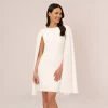 Adrianna Papell Structured Cape Sheath Dress In Ivory