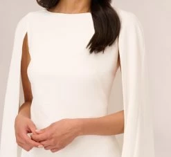 Adrianna Papell Structured Cape Sheath Dress In Ivory 10 Adrianna Papell Structured Cape Sheath Dress In Ivory -Adrianna Papell Shop 014237610 IVY Regular Detail