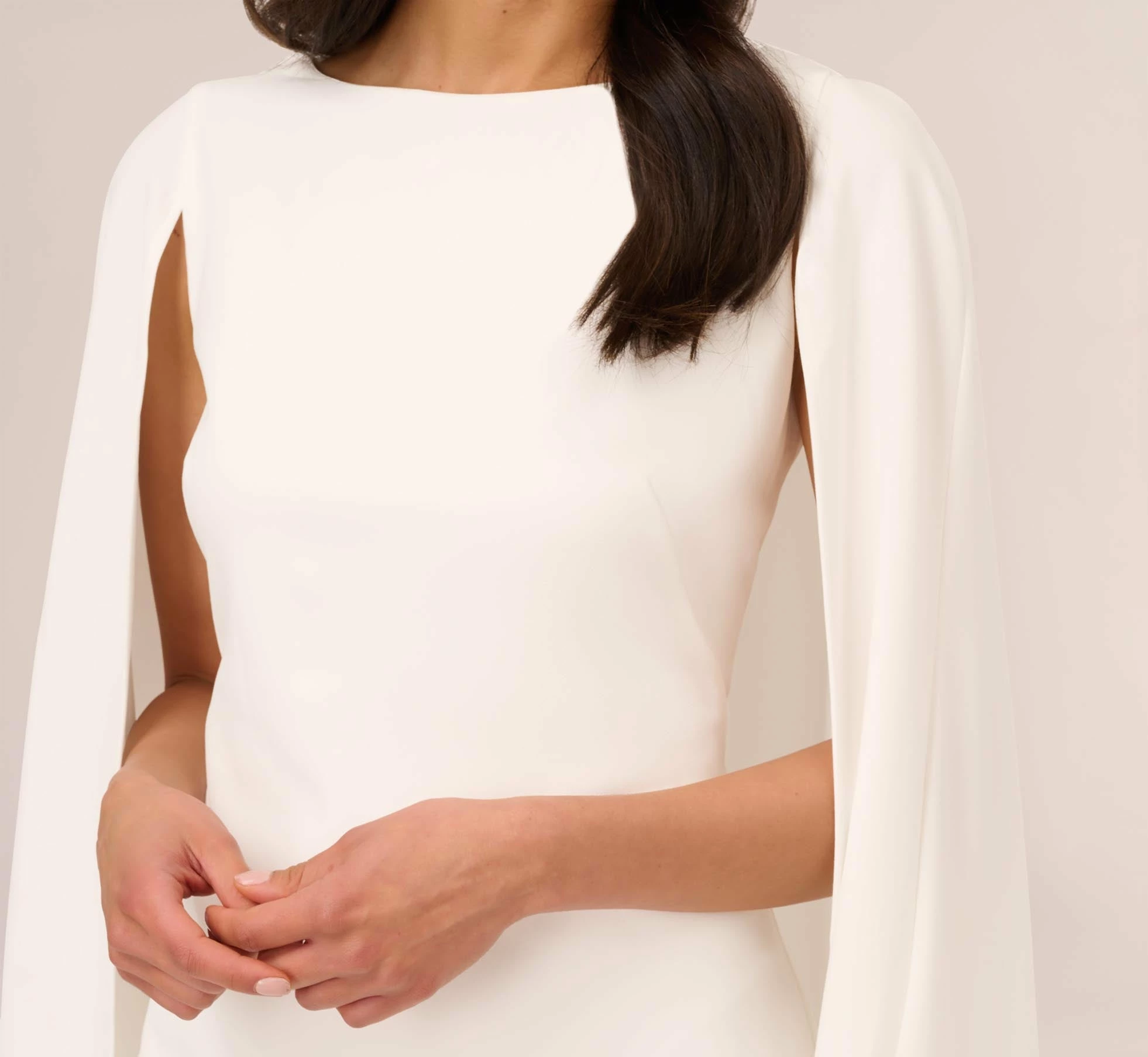 Adrianna Papell Structured Cape Sheath Dress In Ivory 4 Adrianna Papell Structured Cape Sheath Dress In Ivory - Image 4