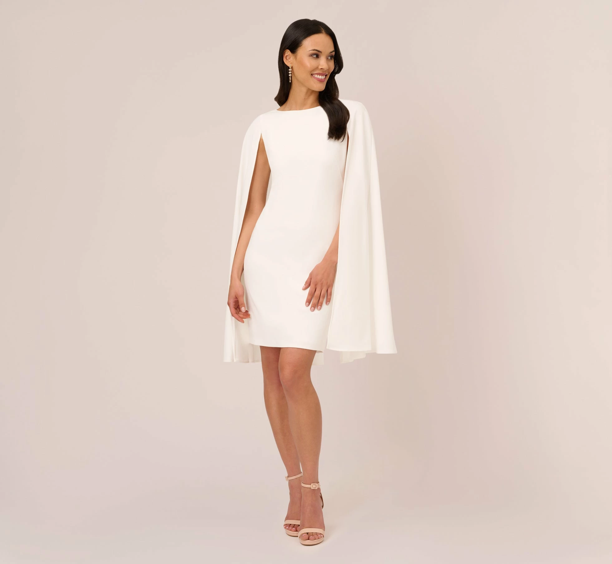 Adrianna Papell Structured Cape Sheath Dress In Ivory 6 Adrianna Papell Structured Cape Sheath Dress In Ivory - Image 6
