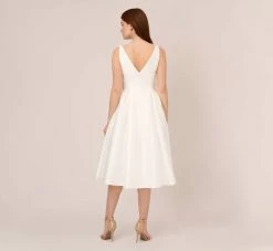 Adrianna Papell Sleeveless Mikado Fit And Flare Midi Dress With V-Back In Ivory 9 Adrianna Papell Sleeveless Mikado Fit And Flare Midi Dress With V-Back In Ivory -Adrianna Papell Shop 041899070 AB194 Regular Back 4bcf56b1 b5ae 48a2 b585 3142f405e458