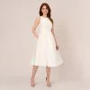 Adrianna Papell Sleeveless Mikado Fit And Flare Midi Dress With V-Back In Ivory