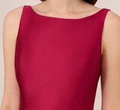 Adrianna Papell Sleeveless Mikado Fit And Flare Midi Dress With V-Back In Red Plum -Adrianna Papell Shop 041899070 AP651 Regular Detail