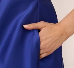 Adrianna Papell Sleeveless Mikado Fit And Flare Midi Dress With V-Back In Neptune -Adrianna Papell Shop 041899070 NEP Regular Lifestyle