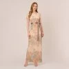 Adrianna Papell Floral Matelasse Gown In Blush Multi