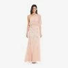 Adrianna Papell One Shoulder Beaded Gown In Blush
