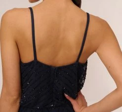 Adrianna Papell Art Deco Beaded Blouson Gown In Navy Black -Adrianna Papell Shop 091866700 AI410 Regular Lifestyle