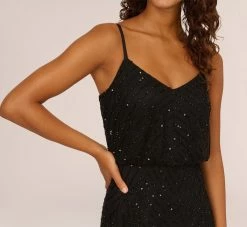 Adrianna Papell Art Deco Beaded Blouson Gown In Black 8 Adrianna Papell Art Deco Beaded Blouson Gown In Black -Adrianna Papell Shop 091866700 BLK Regular Detail