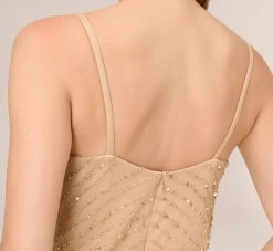 Adrianna Papell Art Deco Beaded Blouson Gown In Champ Gold -Adrianna Papell Shop 091866700 CPG Regular Lifestyle