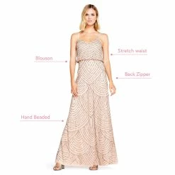 Adrianna Papell Art Deco Beaded Blouson Gown In Taupe Pink 6 Adrianna Papell Art Deco Beaded Blouson Gown In Taupe Pink -Adrianna Papell Shop 091866700 T P Regular Alternate