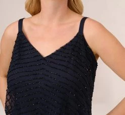 Adrianna Papell Plus Size Art Deco Beaded Blouson Gown In Navy Black 8 Adrianna Papell Plus Size Art Deco Beaded Blouson Gown In Navy Black -Adrianna Papell Shop 091866701 AI410 Plus Detail