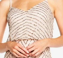 Adrianna Papell Art Deco Beaded Blouson Gown In Taupe Pink 7 Adrianna Papell Art Deco Beaded Blouson Gown In Taupe Pink -Adrianna Papell Shop 09186670 T P Regular Detail