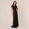 Adrianna Papell Scoop Back Sequin Gown In Black