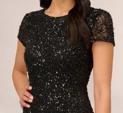 Adrianna Papell Scoop Back Sequin Gown In Black 8 Adrianna Papell Scoop Back Sequin Gown In Black -Adrianna Papell Shop 091874600 AA002 Regular Detail