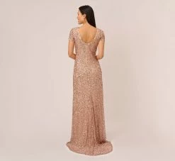 Adrianna Papell Scoop Back Sequin Gown In Rose Gold 10 Adrianna Papell Scoop Back Sequin Gown In Rose Gold -Adrianna Papell Shop 091874600 AA958 Regular Back