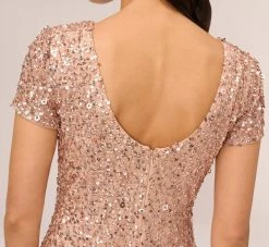Adrianna Papell Scoop Back Sequin Gown In Rose Gold 11 Adrianna Papell Scoop Back Sequin Gown In Rose Gold -Adrianna Papell Shop 091874600 AA958 Regular Lifestyle