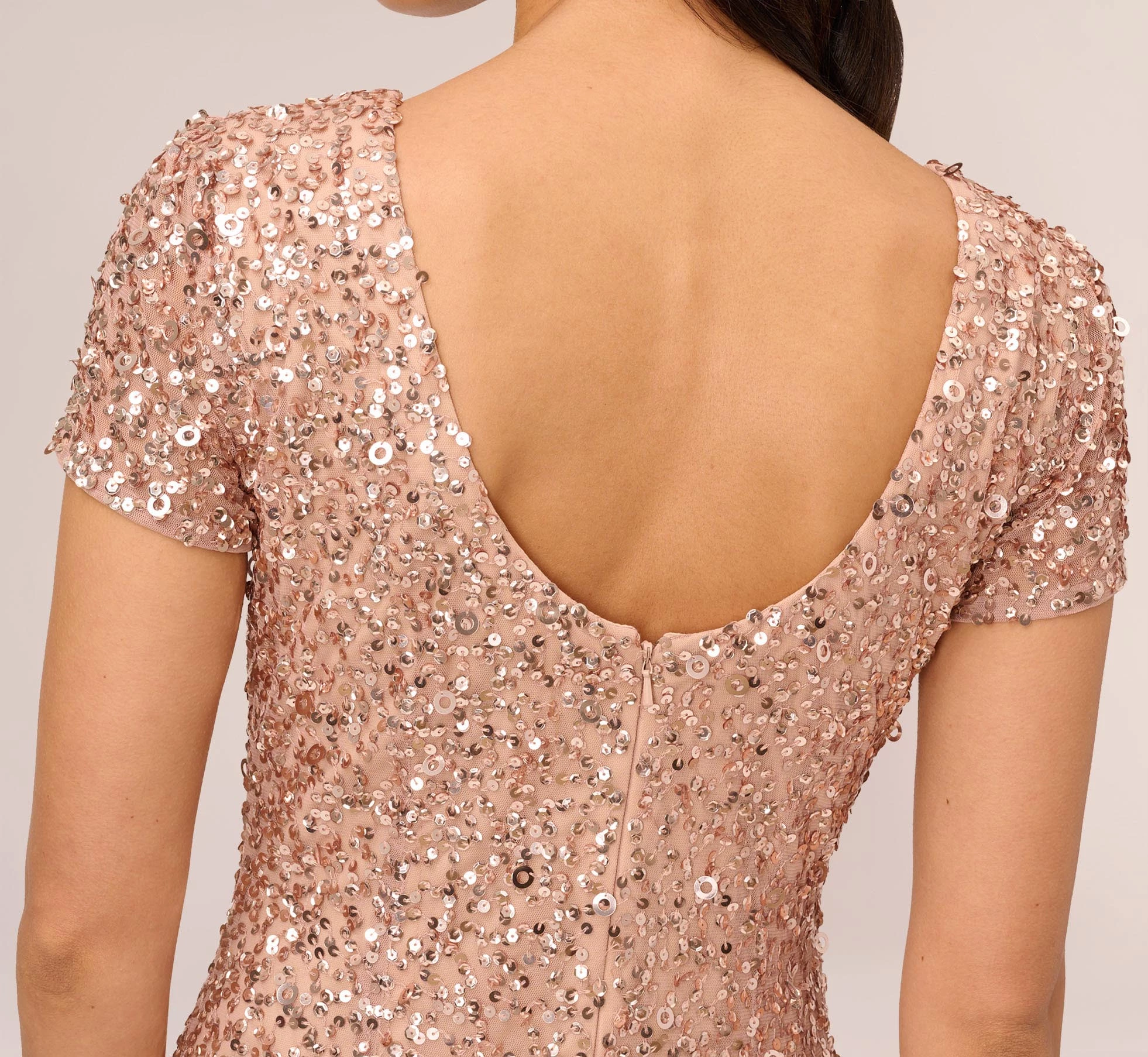 Adrianna Papell Scoop Back Sequin Gown In Rose Gold 5 Adrianna Papell Scoop Back Sequin Gown In Rose Gold - Image 5