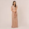 Adrianna Papell Scoop Back Sequin Gown In Rose Gold