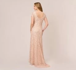 Adrianna Papell Scoop Back Sequin Gown In Blush 9 Adrianna Papell Scoop Back Sequin Gown In Blush -Adrianna Papell Shop 091874600 BLS Regular Back