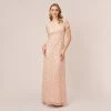 Adrianna Papell Scoop Back Sequin Gown In Blush