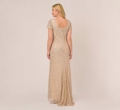 Adrianna Papell Plus Size Scoop Back Sequin Gown In Champagne 10 Adrianna Papell Plus Size Scoop Back Sequin Gown In Champagne -Adrianna Papell Shop 091874601 CHA Plus Back