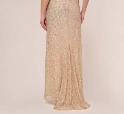 Adrianna Papell Plus Size Scoop Back Sequin Gown In Champagne 12 Adrianna Papell Plus Size Scoop Back Sequin Gown In Champagne -Adrianna Papell Shop 091874601 CHA Plus Lifestyle