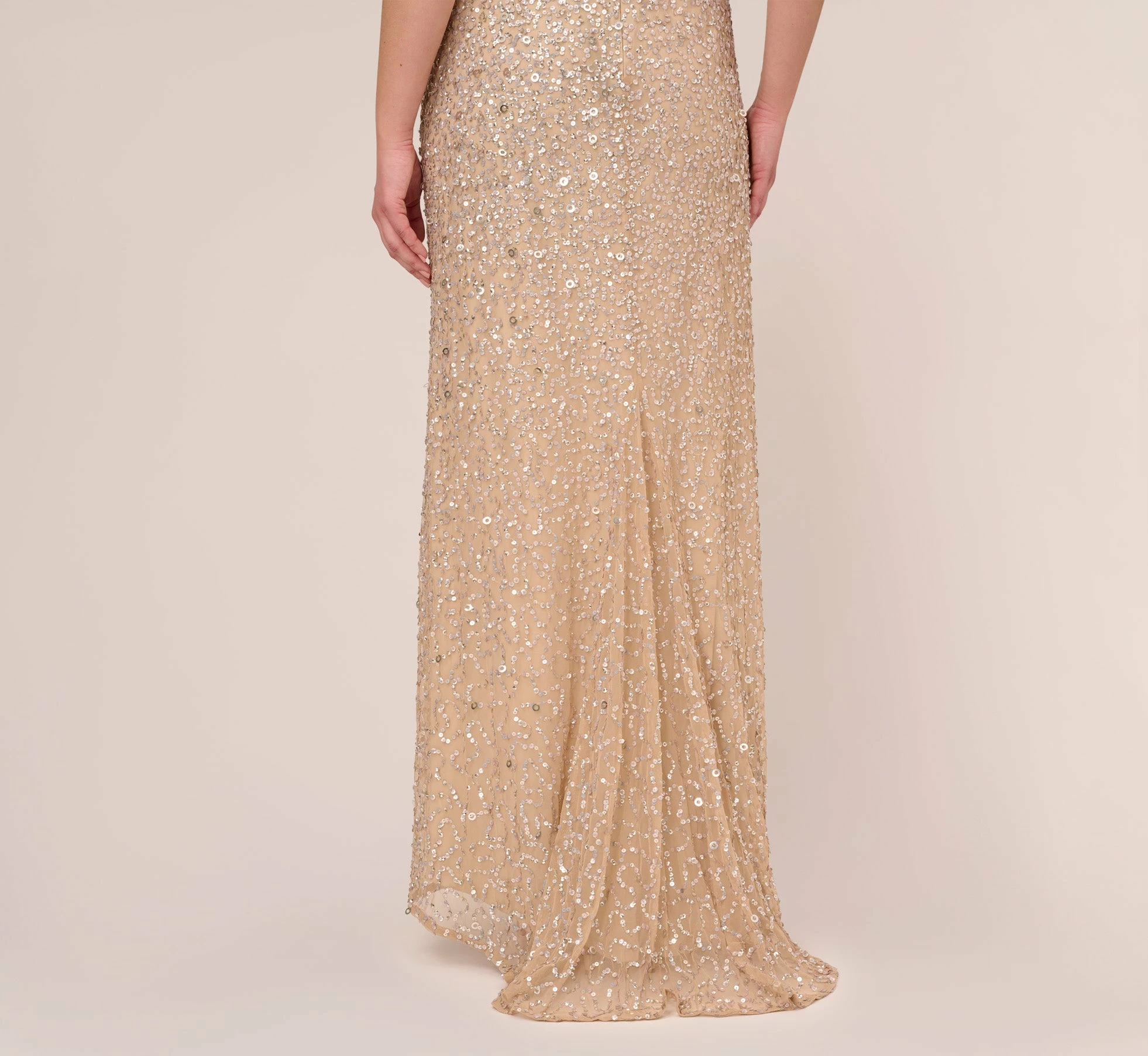 Adrianna Papell Plus Size Scoop Back Sequin Gown In Champagne 6 Adrianna Papell Plus Size Scoop Back Sequin Gown In Champagne - Image 6