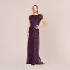 Adrianna Papell Scoop Back Sequin Gown In Cabernet