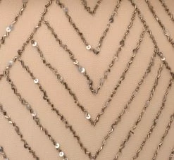 Adrianna Papell Art Deco Beaded Blouson Dress With Halter Neckline In Nude -Adrianna Papell Shop 191914100 NUD Regular Alternate