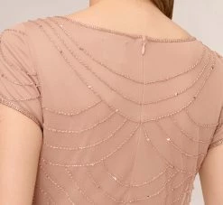 Adrianna Papell Short Sleeve Beaded Blouson Gown In Rose Gold 10 Adrianna Papell Short Sleeve Beaded Blouson Gown In Rose Gold -Adrianna Papell Shop 191916100 AA958 Regular Lifestyle
