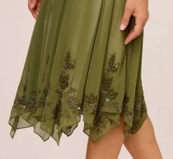Vintage Beaded Midi Fairy Dress With Sharkbite Hem In Olive 9 Vintage Beaded Midi Fairy Dress With Sharkbite Hem In Olive -Adrianna Papell Shop ADAE211301 AA371 Regular Lifestyle