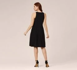 Adrianna Papell Matte Stretch Jersey Fit And Flare Short Halter Dress In Black 10 Adrianna Papell Matte Stretch Jersey Fit And Flare Short Halter Dress In Black -Adrianna Papell Shop AP1D102352 AA002 Regular Back