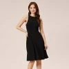 Adrianna Papell Matte Stretch Jersey Fit And Flare Short Halter Dress In Black