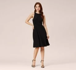 Adrianna Papell Matte Stretch Jersey Fit And Flare Short Halter Dress In Black 13 Adrianna Papell Matte Stretch Jersey Fit And Flare Short Halter Dress In Black -Adrianna Papell Shop AP1D102352 AA002 Regular Front