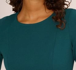 Adrianna Papell Knit Crepe Bow Sheath Dress With Three Quarter Sleeves In Hunter 11 Adrianna Papell Knit Crepe Bow Sheath Dress With Three Quarter Sleeves In Hunter -Adrianna Papell Shop AP1D103175 AE303 Regular Lifestyle