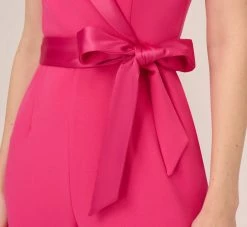 Adrianna Papell Sleeveless Crepe Jumpsuit With Tuxedo Collar In Cabaret Pink -Adrianna Papell Shop AP1D103562 AN672 Regular Lifestyle