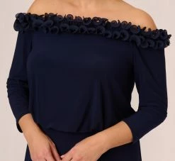 Adrianna Papell Plus Size Signature Blouson Jumpsuit In Navy -Adrianna Papell Shop AP1D104323 AA412 Plus Detail