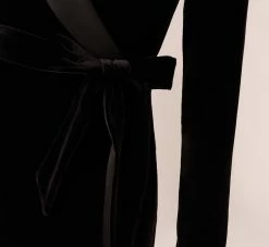 Adrianna Papell Long Sleeve Velvet Tuxedo Dress In Black -Adrianna Papell Shop AP1D104349 AA002 Regular Lifestyle