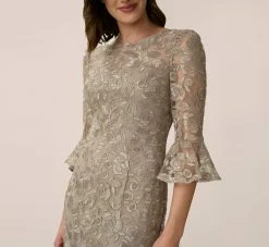 Adrianna Papell Bell Sleeve Rose Embroidered Sheath Dress In Marble -Adrianna Papell Shop AP1D104437 AE064 Regular Detail 51e09e13 f260 43d4 8db4 2bd08a2bf756