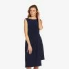 Adrianna Papell Asymmetrical Draped Midi Dress In Midnight