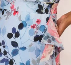 Adrianna Papell Floral Faux Wrap Dress In Blue Multi -Adrianna Papell Shop AP1D104503 AA461 Regular Lifestyle