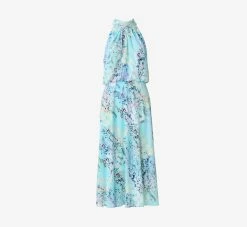 Adrianna Papell Floral Mock Neck Midi Dress In Light Blue Multi -Adrianna Papell Shop AP1D104505 AB481 Regular Flat