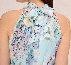 Adrianna Papell Floral Mock Neck Midi Dress In Light Blue Multi -Adrianna Papell Shop AP1D104505 AB481 Regular Lifestyle