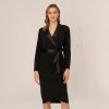 Adrianna Papell Knit Crepe Tuxedo Sheath Dress In Black