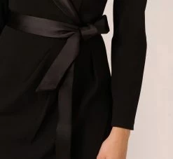 Adrianna Papell Knit Crepe Tuxedo Sheath Dress In Black -Adrianna Papell Shop AP1D104560 AA002 Regular Detail