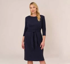 Adrianna Papell Plus Size Metallic Knit Dress In Light Navy