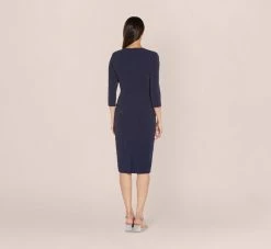 Adrianna Papell Metallic Knit Dress In Light Navy -Adrianna Papell Shop AP1D104562 AT412 Regular Back