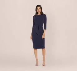 Adrianna Papell Metallic Knit Dress In Light Navy