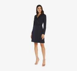 Adrianna Papell Sequin Collar Tuxedo Dress In Midnight 8 Adrianna Papell Sequin Collar Tuxedo Dress In Midnight -Adrianna Papell Shop AP1D104563 AB411 Regular Alternate